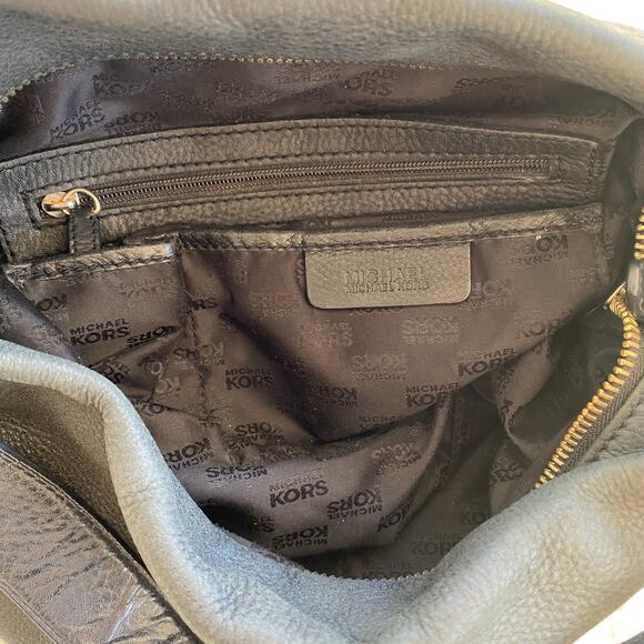 Michael Kors Hudson Downtown Purse Tote Bag Black Pebbled Leather Slouchy Hobo - Picture 12 of 16